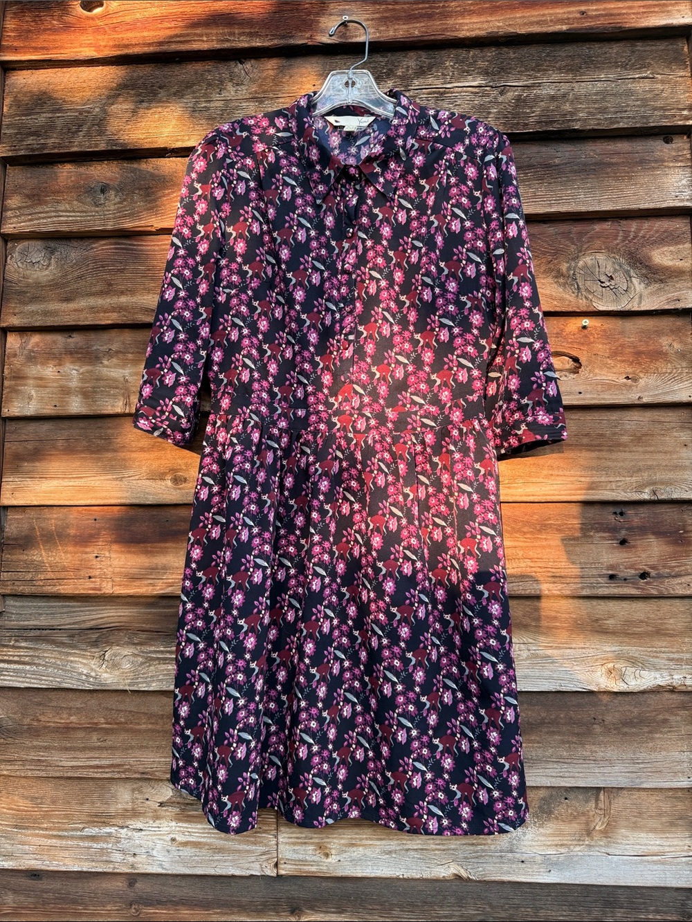Yumi lemur Henley dress mini half sleeve floral